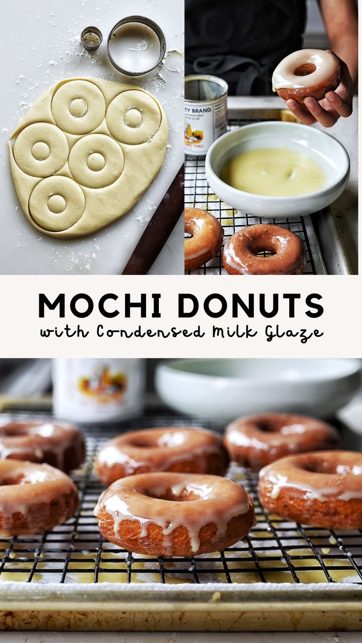 doughnuts cooling on a baking rack with icing