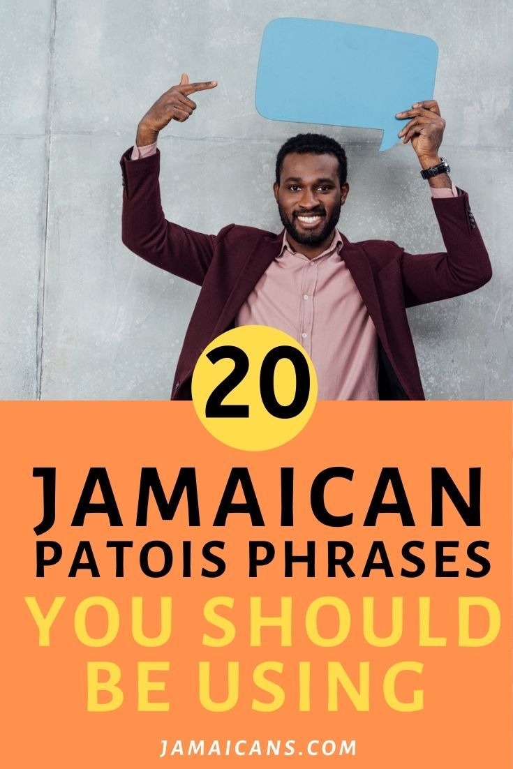 a man holding up a sign with the words 20 jamaican paous phrases you should be using