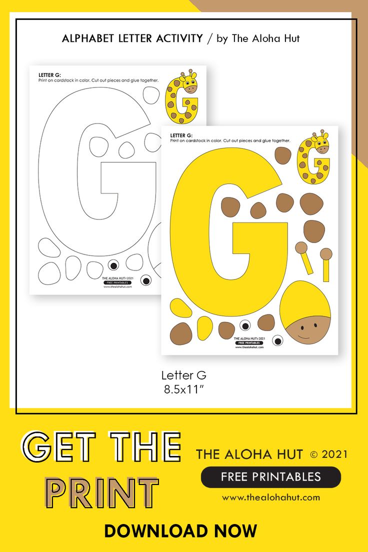 the alphabet letter g is for giraffes and it's printable