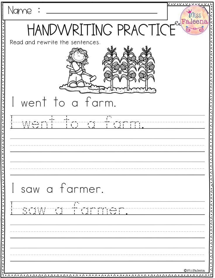 handwriting practice worksheet for kids with pictures