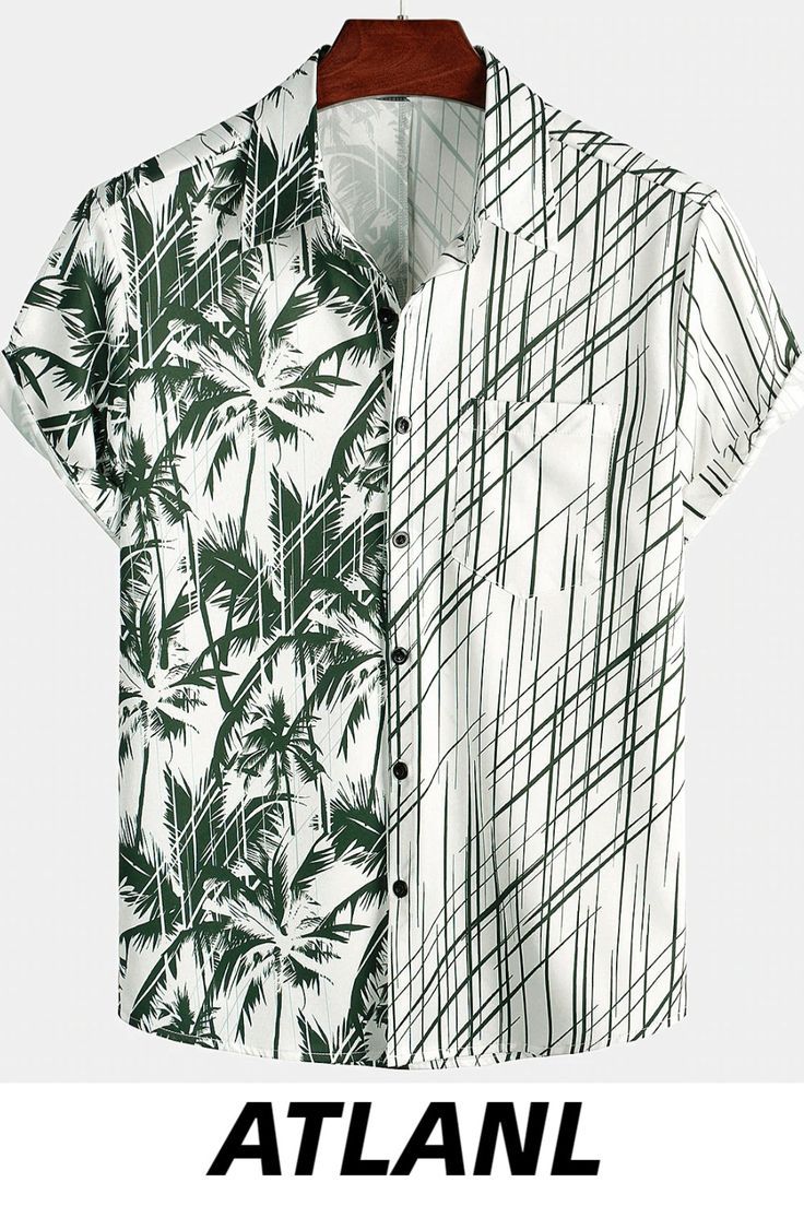 Wow Your Friends Cool Shirt​ Great for summer vacation, daily leisure, sun beach, travel, rock parties, concert, streetwear, stage performance, dating, urban style, themed parties etc. Collared Hawaiian Shirt With Pockets For Summer, Summer Collared Hawaiian Shirt With Pockets, Summer Beach Shirt With Pockets, Summer Beach Short Sleeve Shirt With Pockets, Green Collared Short Sleeve Shirt For Summer, White Summer Camp Shirt With Pockets, Vacation Camp Shirt With Pockets And Short Sleeves, Summer White Camp Shirt With Pockets, White Collared Shirt For Beach