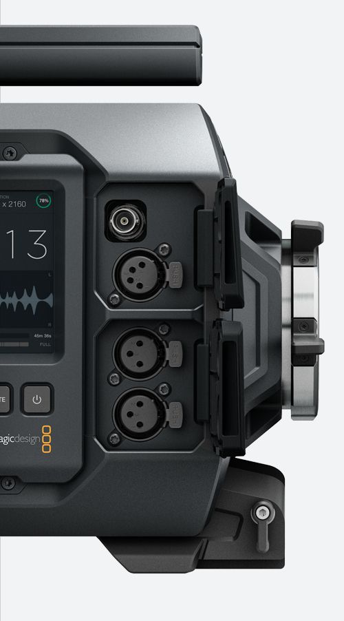 an image of a blackmagic camera with buttons and controls on the back side