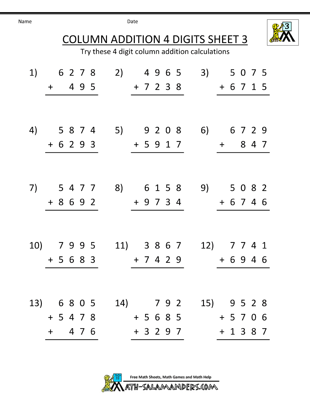 worksheet for addition sheets with numbers and subs to help students learn how to use