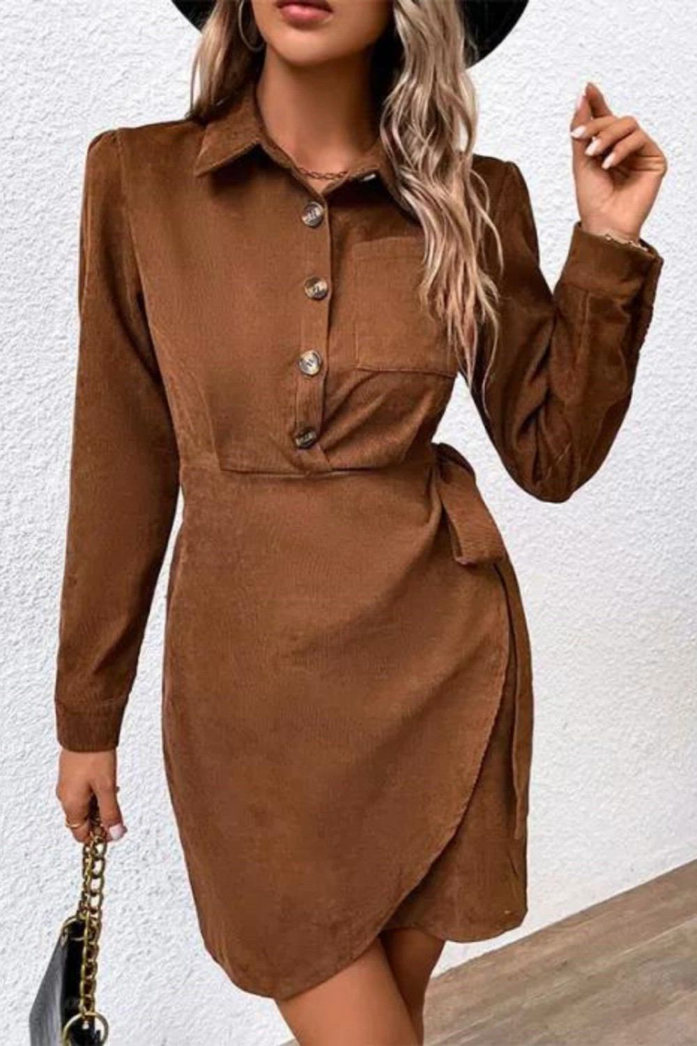 Elevate your style with our New Women's Fashion Corduroy Dress. This dress features soft and stylish corduroy fabric, combining comfort with trendy design. It's the perfect addition to your wardrobe for various occasions, ensuring a fashionable and chic look that exudes confidence and flair.