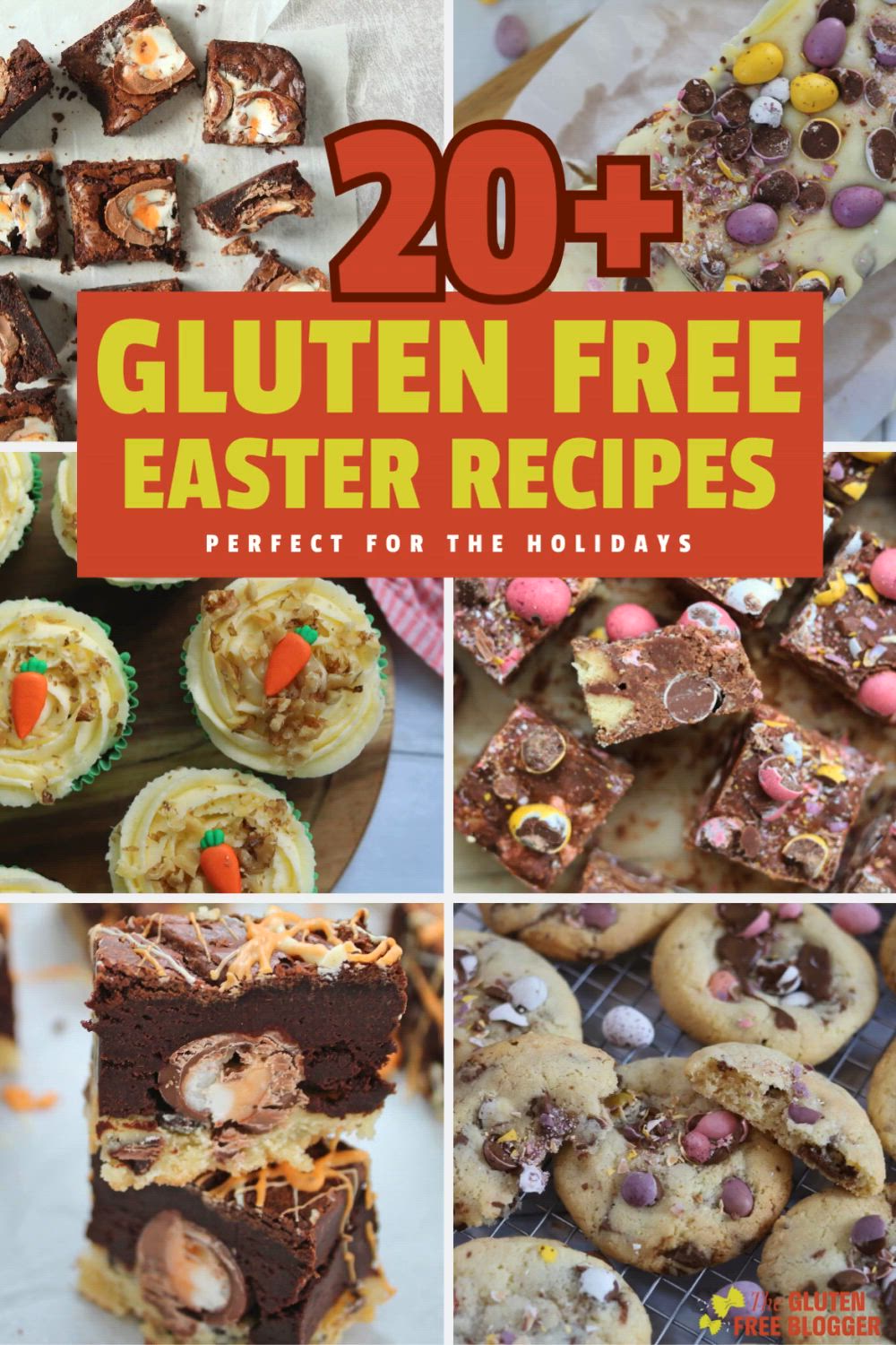 This may contain: collage of gluten - free easter treats with text overlay that reads, 20 + gluten - free easter recipes perfect for the holidays