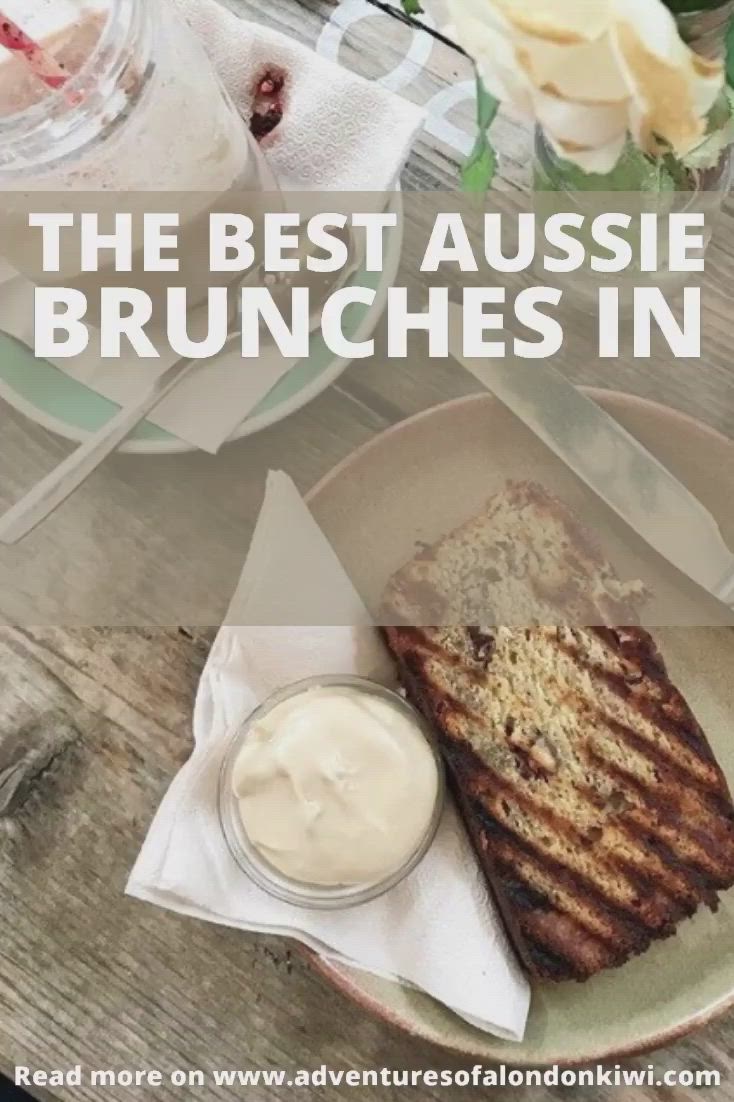 This may contain: the best aussie brunches in london, with text overlaying it