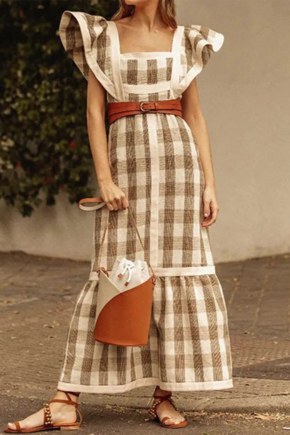 "Elevate your casual elegance with our Casual Elegant Plaid Patchwork Square Collar A Line Dress. Featuring a charming plaid patchwork design and flattering A-line silhouette, this dress exudes timeless sophistication. Perfect for any occasion, its square collar adds a touch of vintage flair. Embrace effortless style with this chic dress."