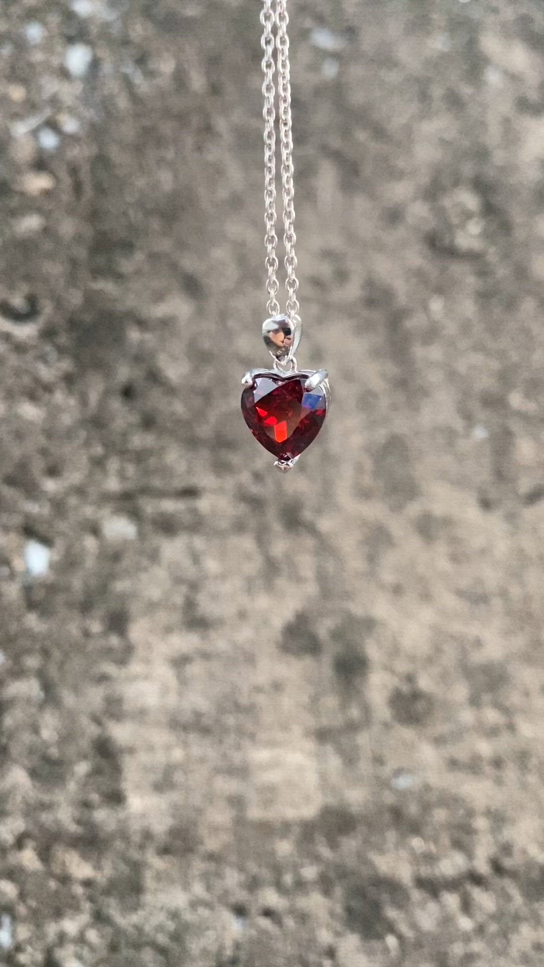 This garnet necklace has a minimalist design with an amazingly beautiful garnet stone, clear, deep red, and lots of beautiful fire inside. Stone size: 10mmx10mm (approx) Color: Dark Red. Necklace chain: 18" Silver (leave a note for a longer chain). Material: S925 silver. #garnet #gemstonejewelry #handmadejewelry #heart