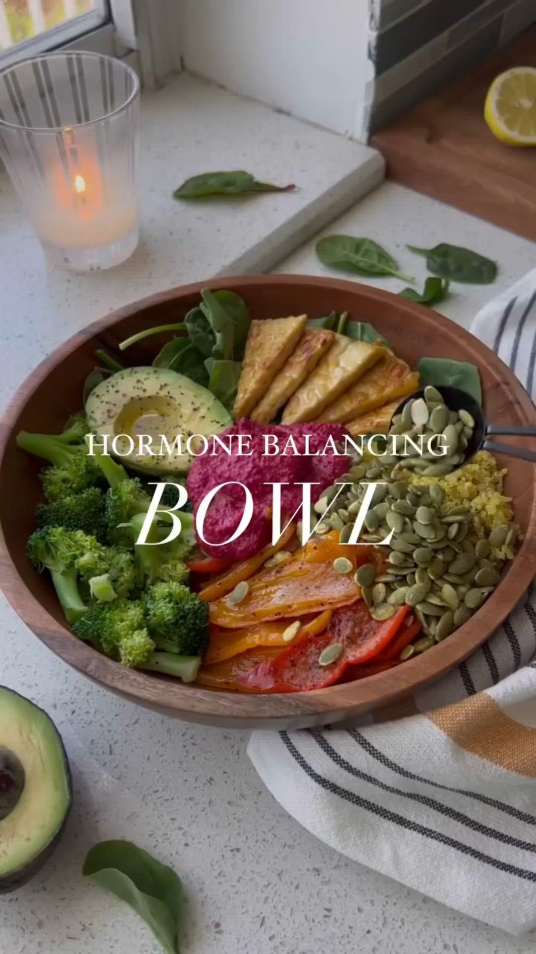 This contains an image of: Vegan Gluten Free Hormone Balancing Salad Bowl