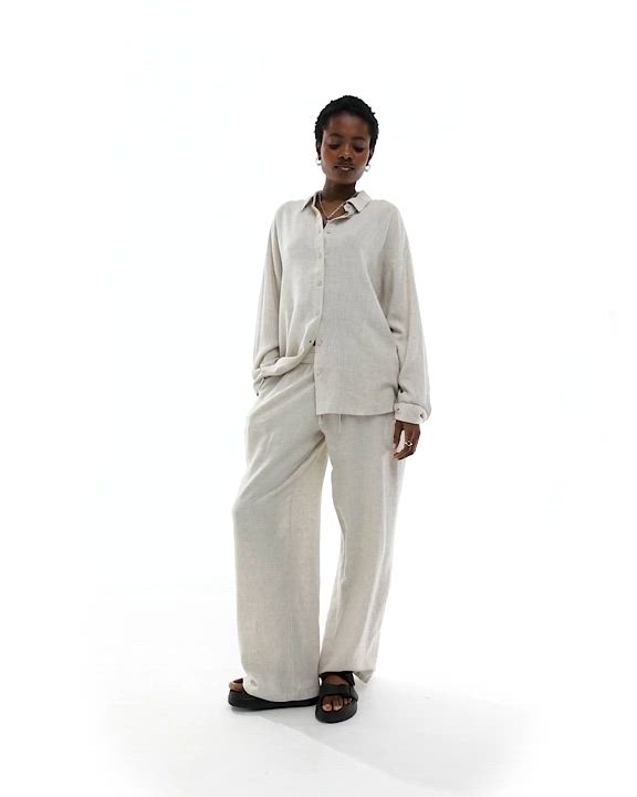 Top by Noisy May Part of a set Bottoms sold separately Spread collar Button placket Drop shoulders Relaxed fit