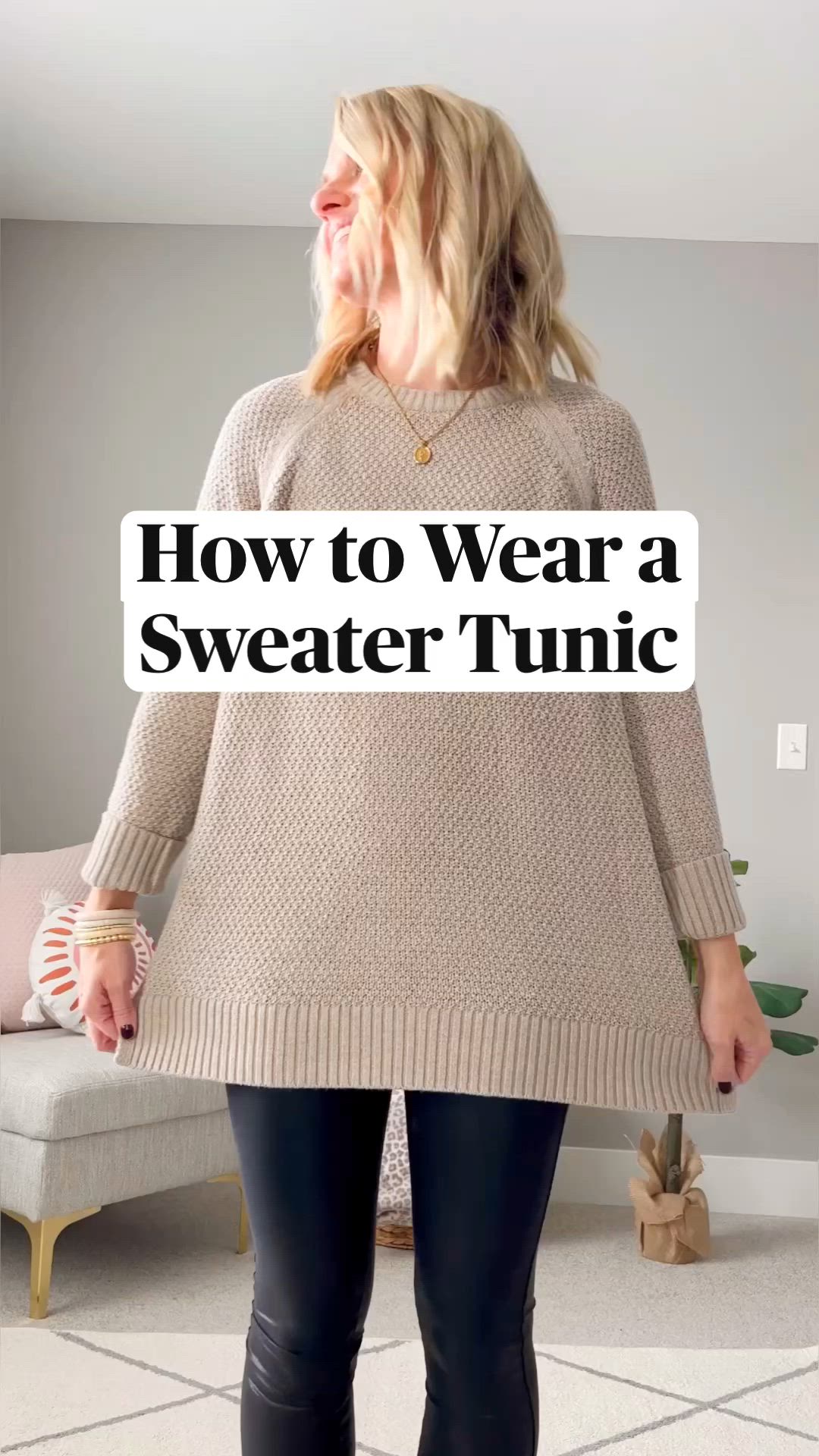 How to wear a sweater tunic for winter. I’m sharing some easy practical tunic sweater outfit ideas!