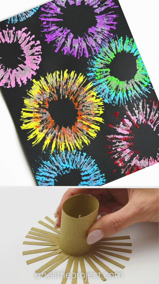 This contains an image of: Paper Roll Fireworks Painting