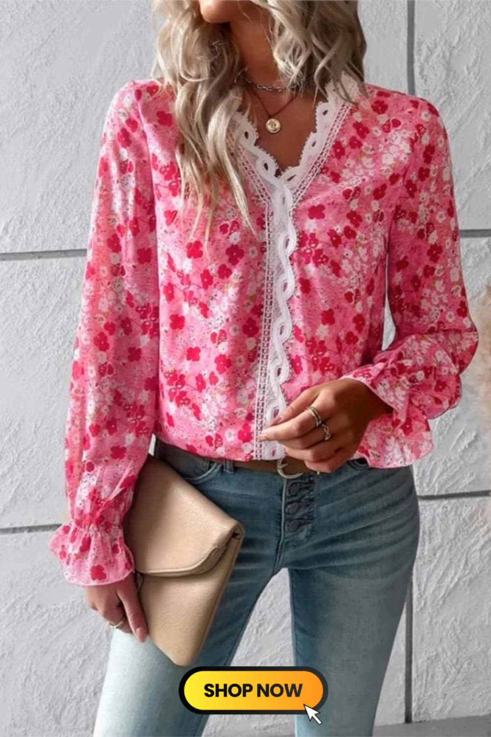 Embrace elegance with our Fashion Women's Print Long Sleeve V-Neck Lace Top Shirt. This exquisitely designed piece seamlessly combines casual comfort with a touch of sophistication. Adorned with captivating prints and delicate lace, it's a must-have for those seeking style and grace in every outfit.