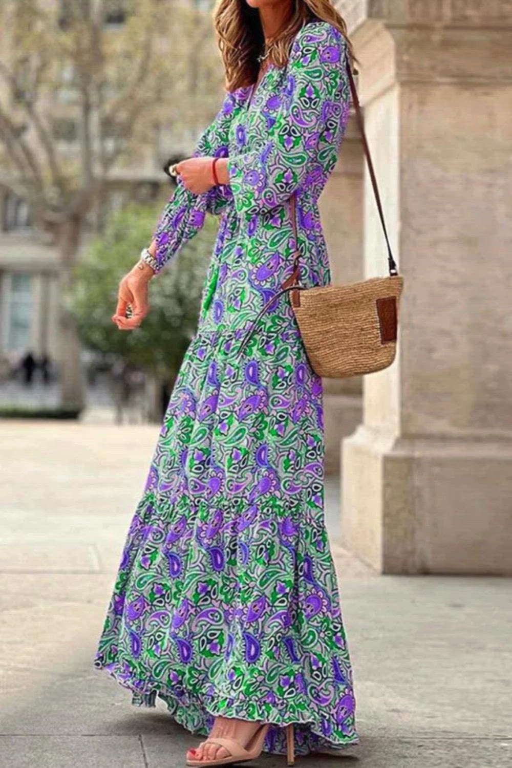 Embrace the allure of our Print Maxi Dress, a masterpiece of style and comfort. The captivating print adds a touch of vibrancy, making this dress perfect for any occasion. With its flowing silhouette, this maxi dress promises both elegance and ease. Whether you're strolling through the city or attending a special event, this dress is a versatile choice.