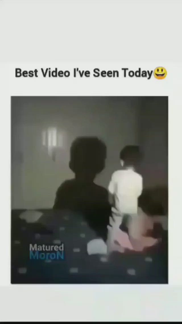 This may contain: two people standing in front of a bed with the caption best video i've seen today