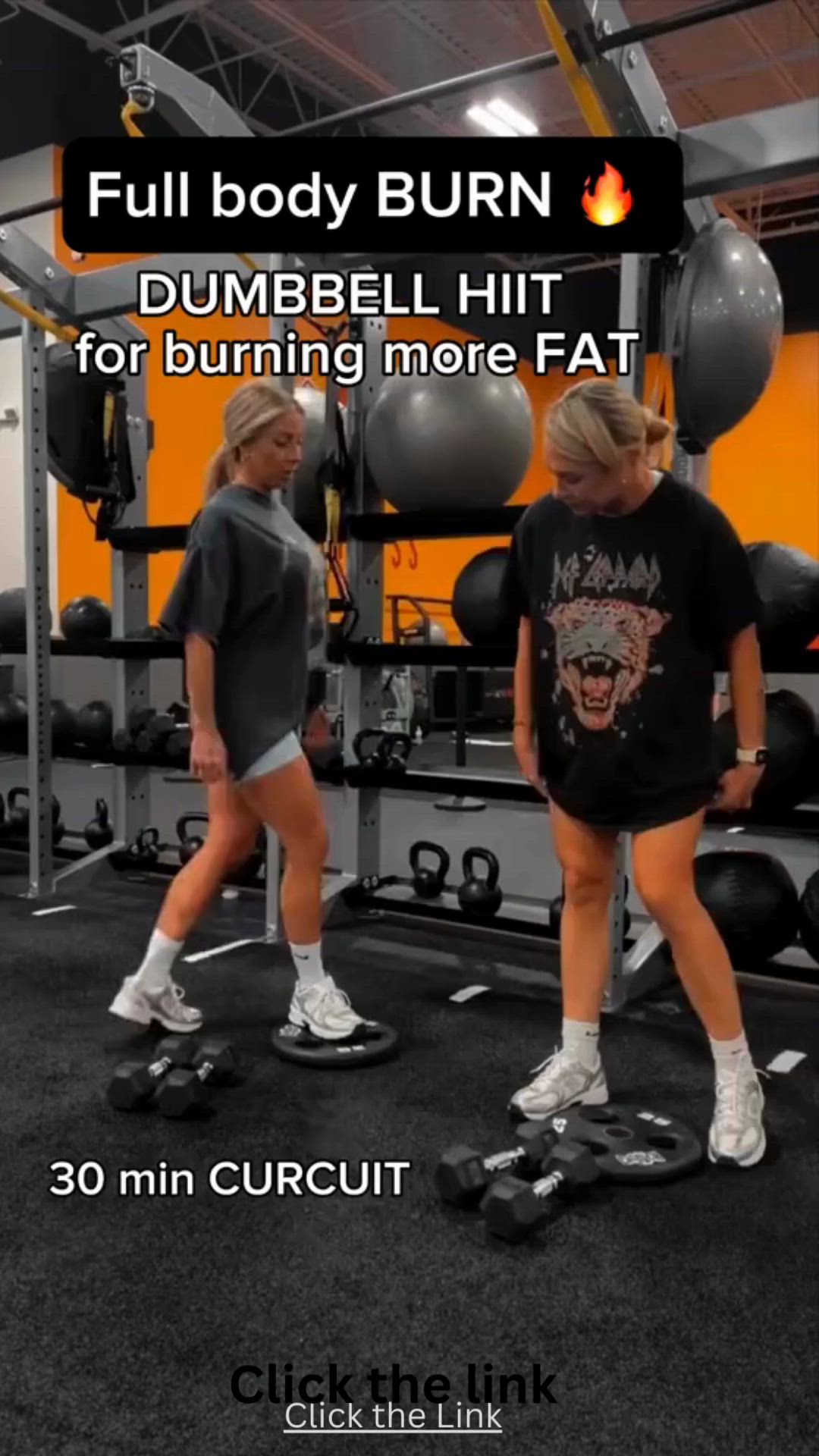 This may contain: two women are standing on roller blades in the gym