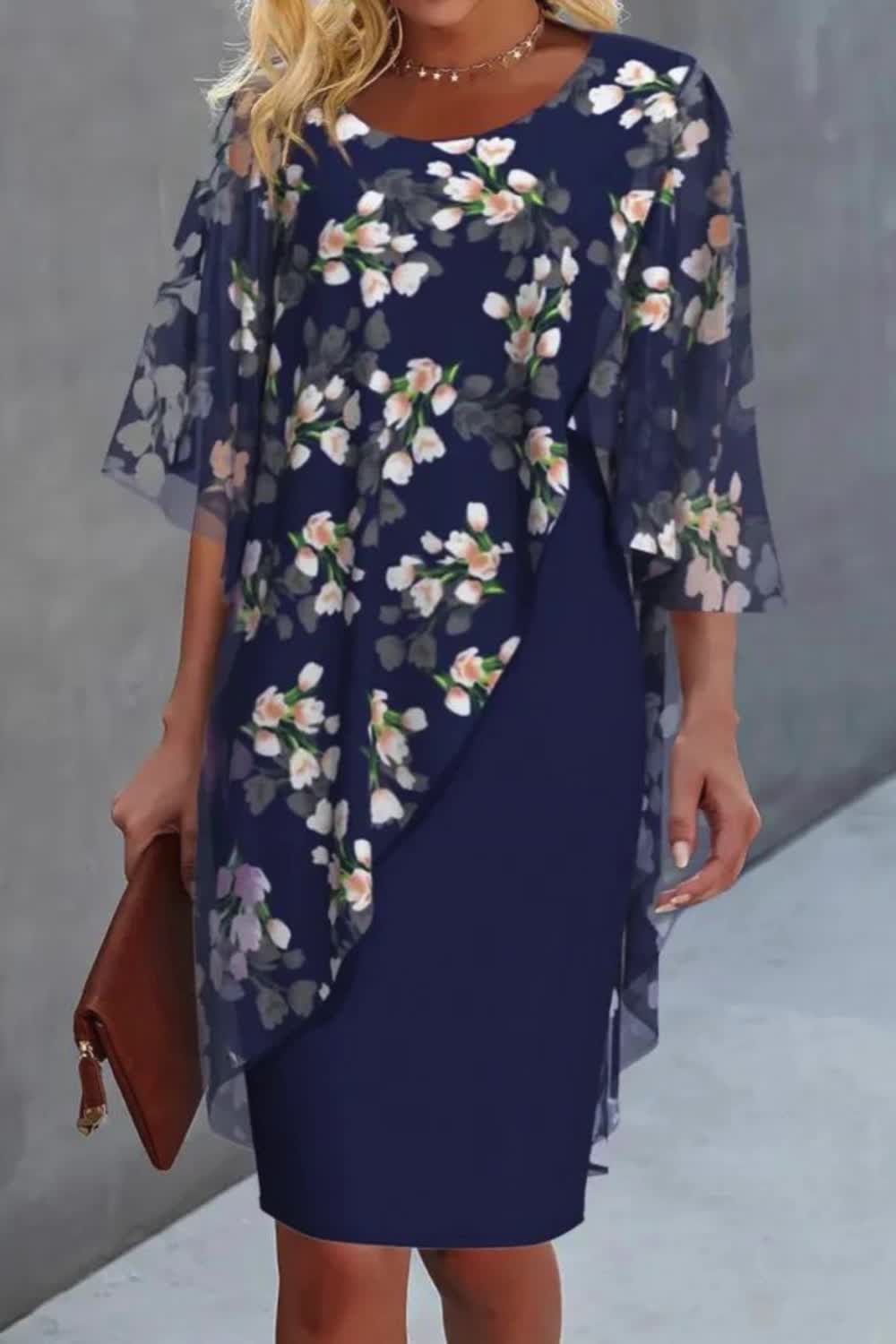 "Turn heads in this Women's Chiffon Floral Print Patchwork Party Dress. With its delicate chiffon fabric and captivating floral patchwork, it exudes feminine charm. Perfect for special occasions, this dress seamlessly blends elegance and style, making you the center of attention at any party."