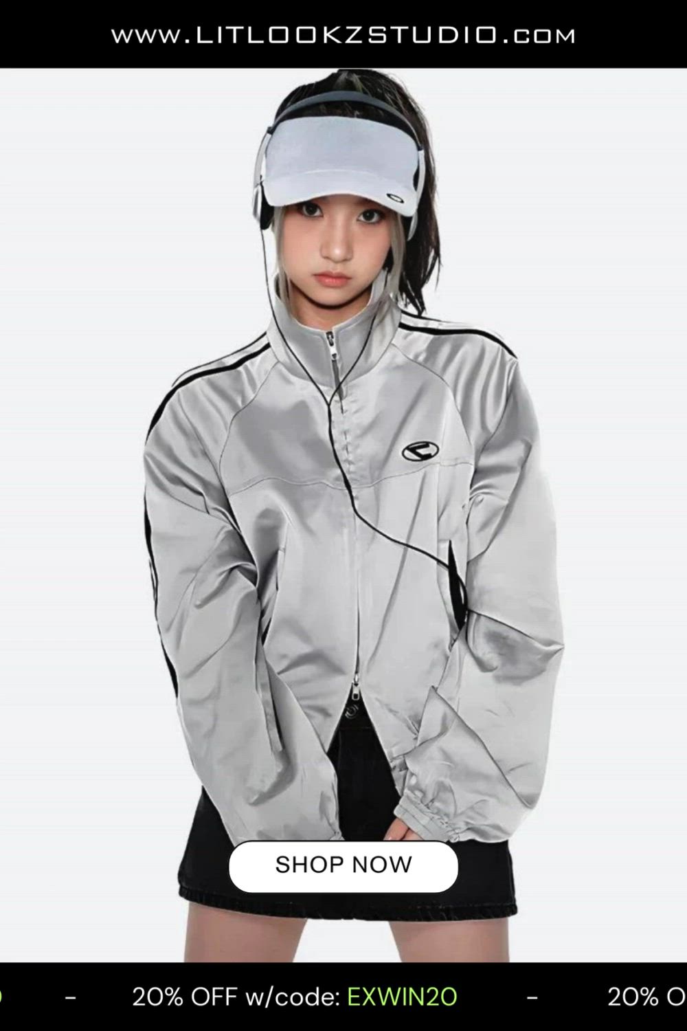 This contains an image of: Y2K Cyberpunk Reflective Double Zip-Up Jacket - Litlookz Studio