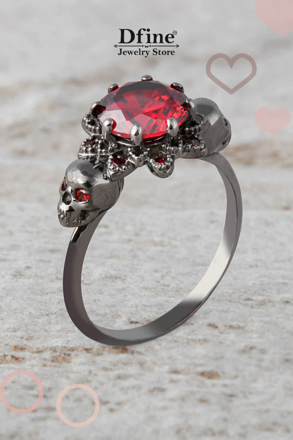 This contains: Skull Ring for Women, Skull Engagement Ring, Skull Wedding Ring, Gothic Rings, Skull Jewelry, Garnet Red Gemstone, 925 Sterling Silver, Vampire Spooky Witch Goth Women's Jewelry Handmade, Anniversary Gift for Her