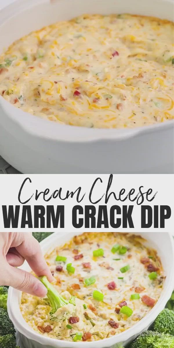 This contains an image of: Warm Ranch Crack Dip Recipe with Bacon and Cream Cheese