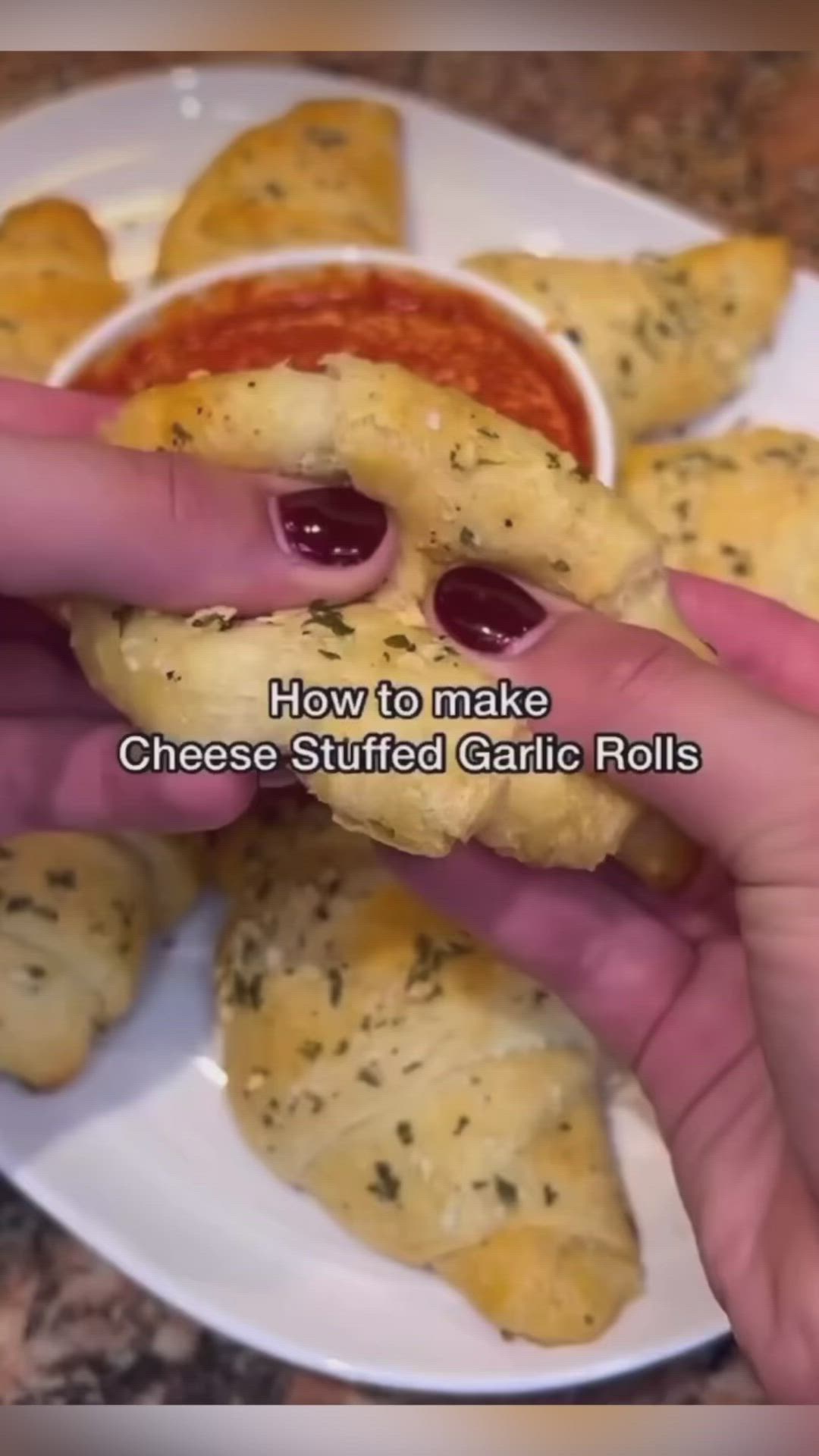 This contains an image of: Cheese Stuffed Garlic Rolls