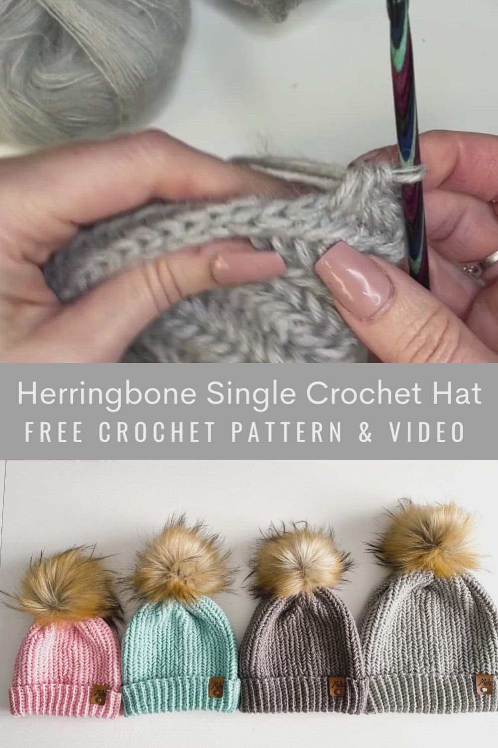 This may contain: someone is crocheting some hats and knitting them together with the same yarns