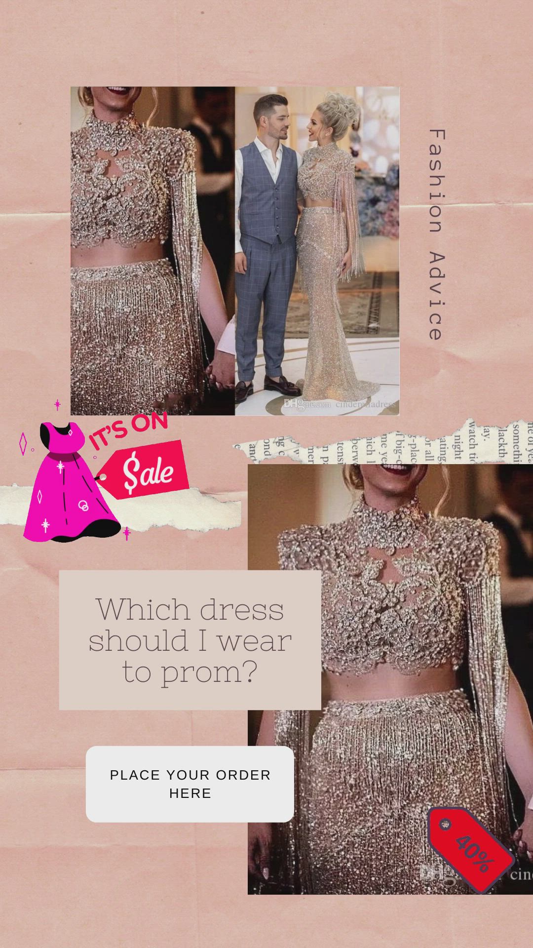 This may contain: a collage of photos with the words which dress should i wear to prom?