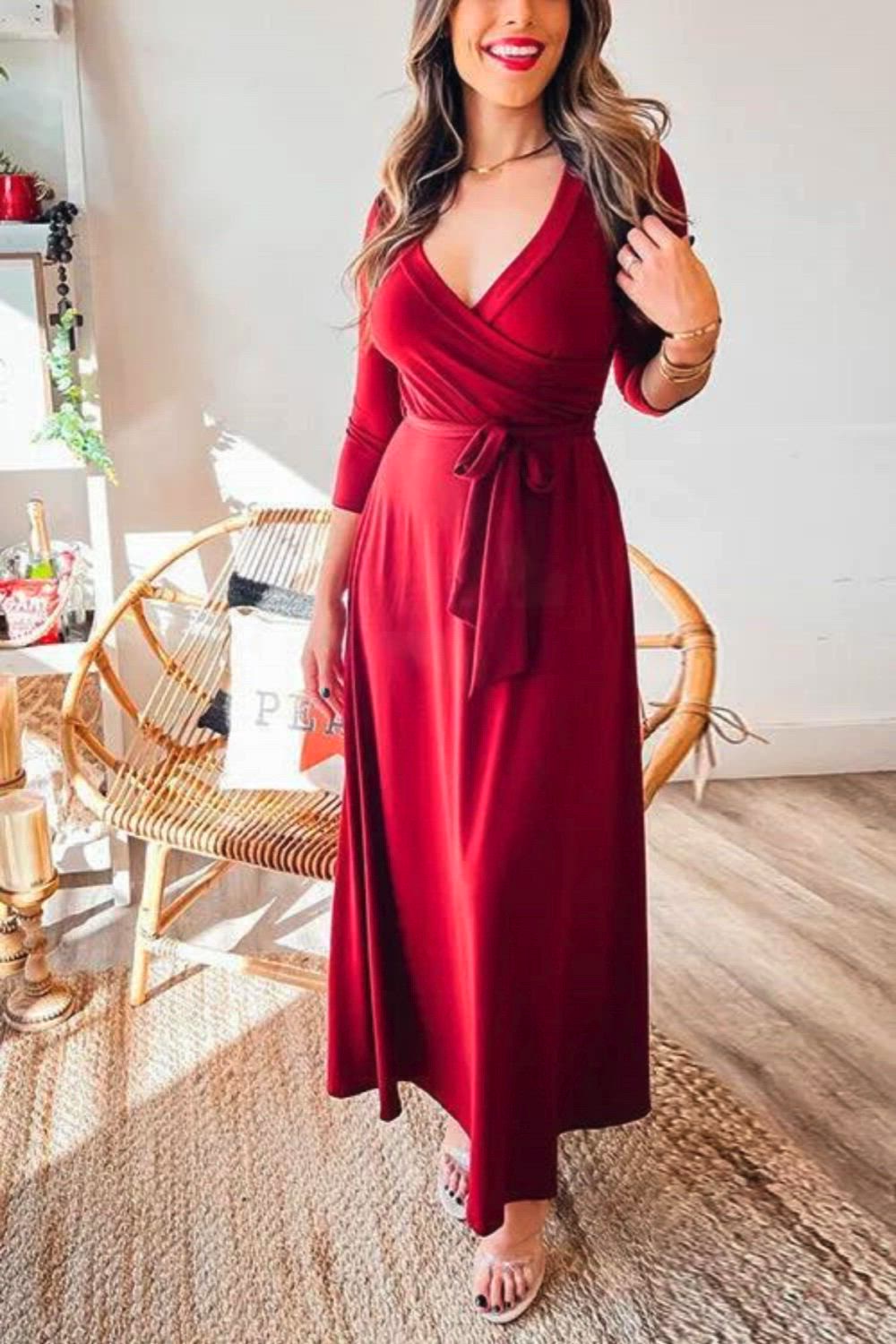 Introducing our Solid Wrap Maxi Dress – a versatile and elegant addition to your wardrobe. This dress features a classic wrap design, creating a flattering silhouette. Crafted for timeless style, it effortlessly elevates your look for various occasions. Embrace the simplicity and sophistication of this essential maxi dress, designed to make a statement with its solid color and graceful wrap detailing.