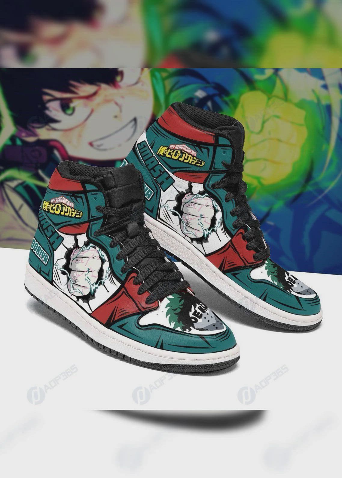 This contains an image of: Izuku Midoriya Sneakers Skill My Hero Academia Anime Shoes Pt04 Air Jordan 13 Shoes Hajd2403087...