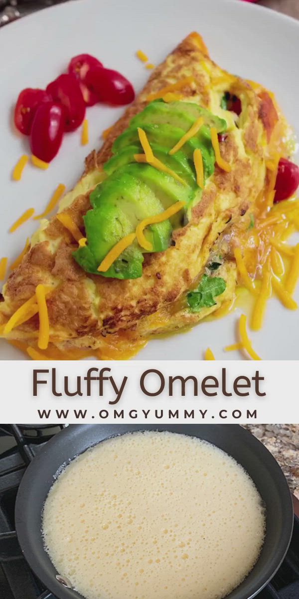 This contains: Video showing how to make the omelette with a photo of frothy eggs underneath.