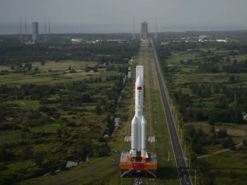 Rollout of the first Long March 5B to the pad at Wenchang, South China in April 2020.