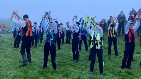 Morris dancers in Laxton, Nottinghamshire