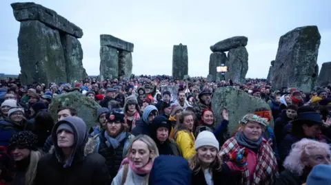 Crowds gathered at Stonehenge