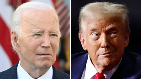 Biden is on the left and Trump is on the right.