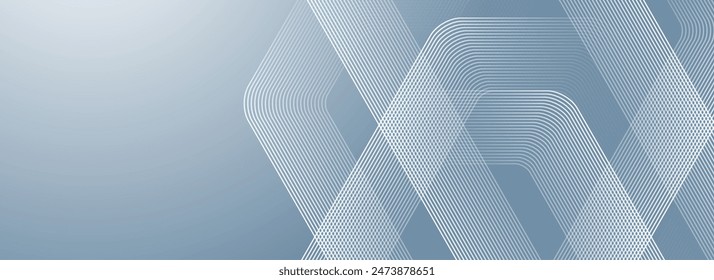 Abstract hexagon lines on gray background. Geometric stripe line art design for poster, brochure, cover, website, banner.