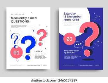 Question mark modern poster design. FAQ sign minimal covers. 3d help vector illustration.