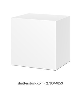 White Product Cardboard Package Box. Illustration Isolated On White Background. Mock Up Template Ready For Your Design. Vector EPS10