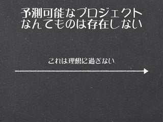 予測可能なプロジェクト
なんてものは存在しない


  これは理想に過ぎない
 