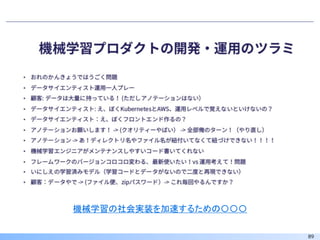 89
機械学習の社会実装を加速するための〇〇〇
 