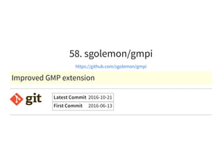 58. sgolemon/gmpi
https://github.com/sgolemon/gmpi
Improved GMP extension
Latest Commit 2016-10-21
First Commit 2016-06-13
 