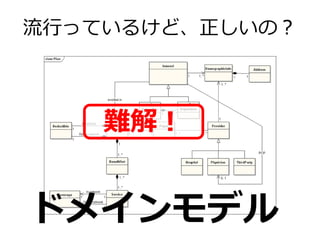 流行っているけど、正しいの？

難解！

ドメインモデル

 