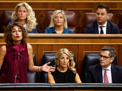 Intervención de María Jesús Montero, vicepresidenta primera y titular de Hacienda, en el Congreso, esta semana.