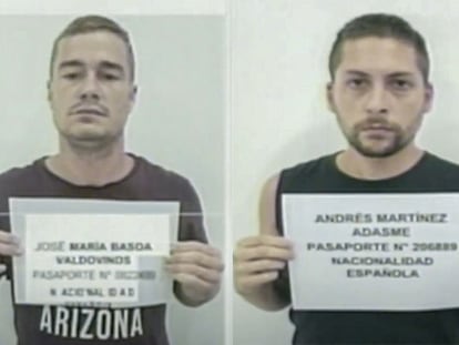 Fotografías policiales de José María Basoa y Andrés Martínez Adasme, ciudadanos españoles detenidos por autoridades venezolanas.