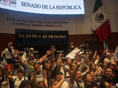 Manifestantes irrumpen en el Senado de la República, el 10 de septiembre.