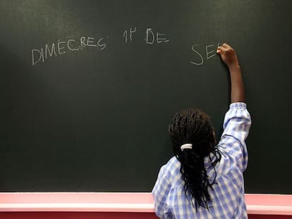 Clase de catalán en un colegio público de Lleida.