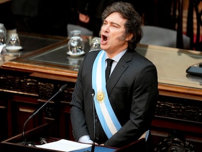 Javier Milei en su discurso ante el Congreso el domingo 15 de septiembre.