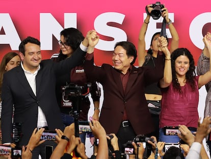 Andrés Manuel López Beltrán, Mario Delgado y Luisa María Alcalde, el 22 de septiembre en Ciudad de México.