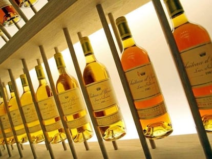 Varias botellas de la colección de Château d'Yquem del restaurante Atrio, en Cáceres.