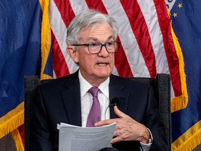 El presidente de la Reserva Federal, Jerome Powell, durante una conferencia el pasado viernes en la sede del banco central.