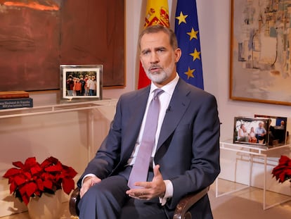 El rey Felipe VI pronuncia el discurso de Navidad.